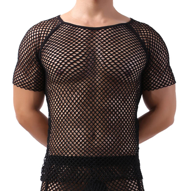 Sexy Mens Lingerie Mesh See Through PU Leather Bugle Pouch Bodysuit Wrestling Singlet Jumpsuit Sleeveless Underwear Undershirts