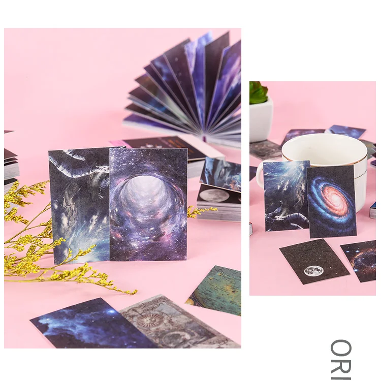 TIANZI 50pcs/pack Cosmic Starry Sky Mini Stickers Book Ins Landscape Material Sticker Scrapbooking Label Diary Journal Planner