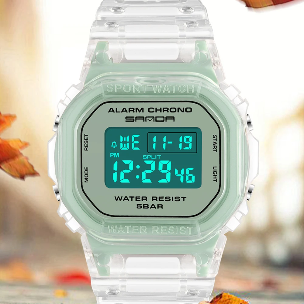 Sanda G Style Sport Watch Women Transparent Led Digital Clock Shock Waterproof Ladies Electronic Watch Unisex Boy Girl Watch, Alina Gadgets