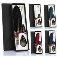 Ручка для рисования в стиле ретро с перьями и 2-мя наконечниками, перо, канцелярские принадлежности для письма