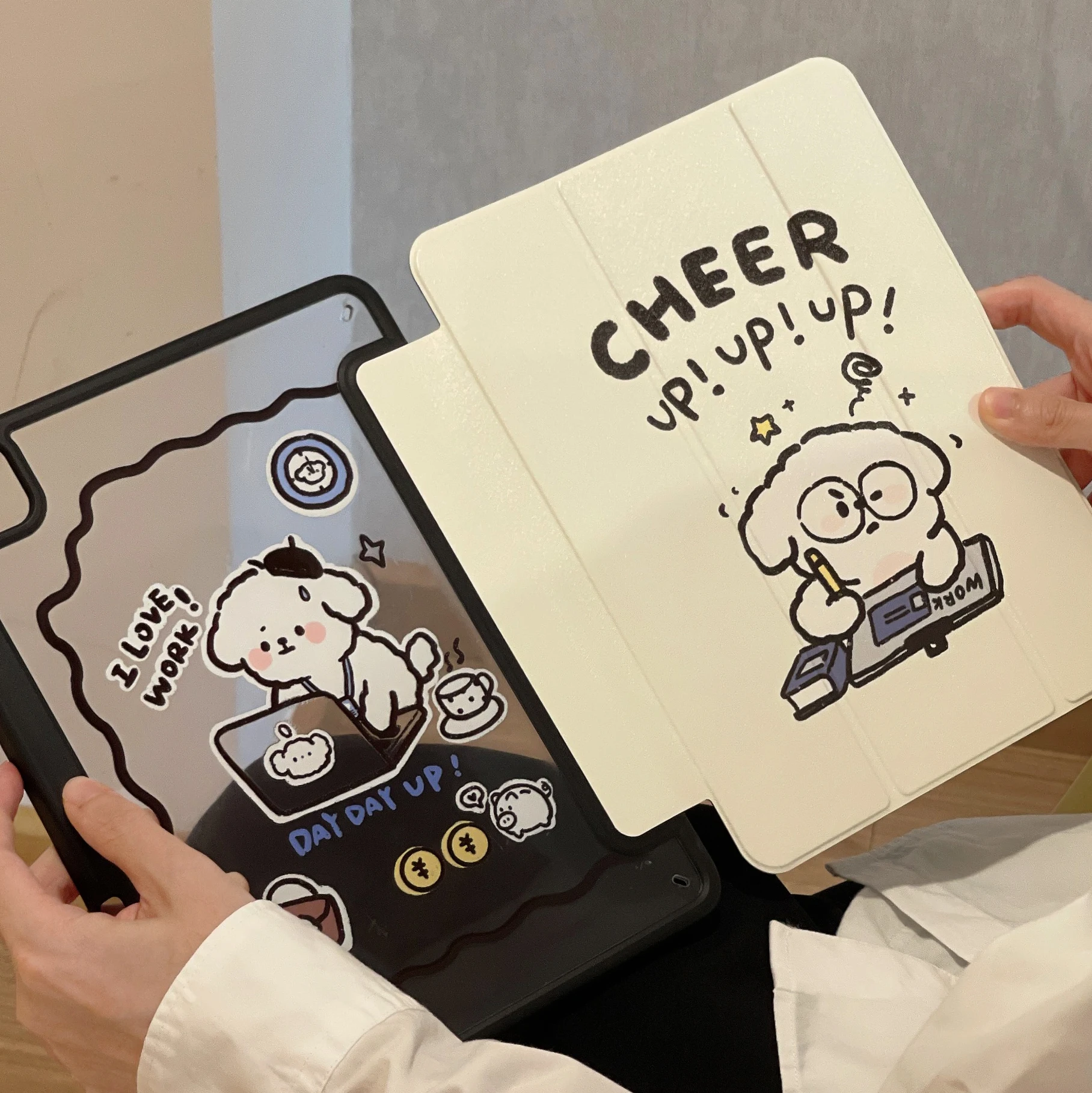 Cute Cartoon Dog Protective Cases Ipad 10.2 9.7 10.5 11 Polegadas Pro 12.9 Polegadas Mini Air Estojo com Suporte de Slot para Lápis 2023