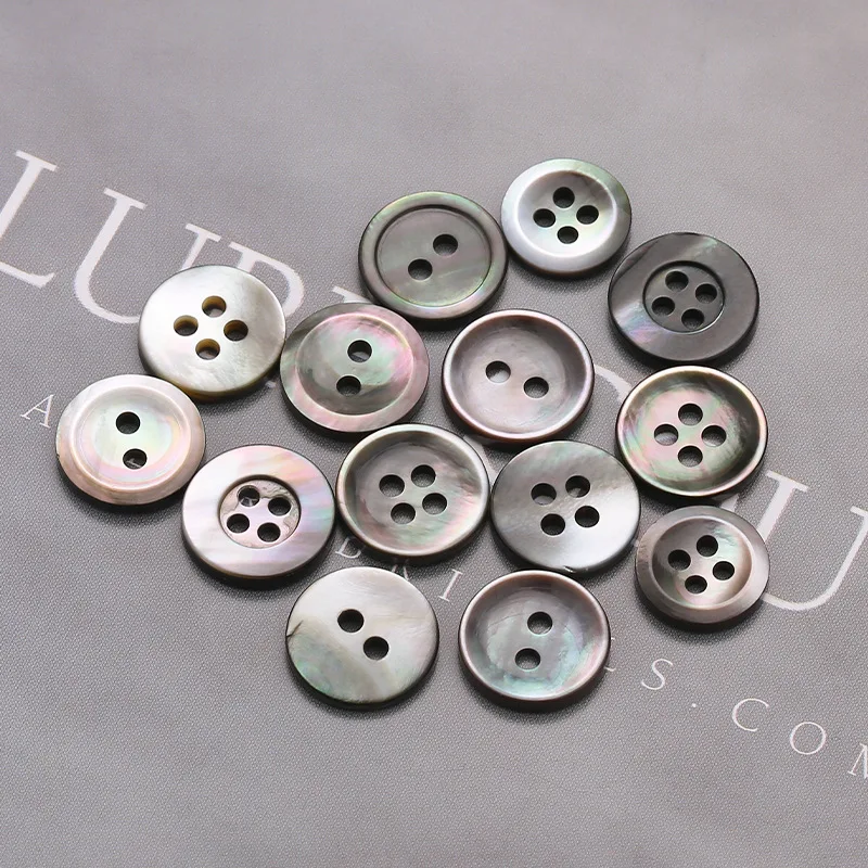 10pcs 10/11.5mm Natural Shell Sewing Buttons Black Mother of Pearl Round Shell Thin Edge Button For DIY Shirt Cuff Accessories 4