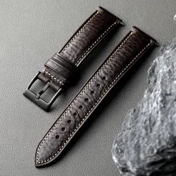 Luxurious Handmade Italian Cowhide Leather Watch Strap - Premium Quality - 20mm (B Black buckle)