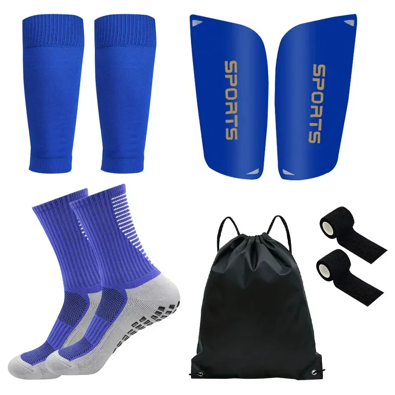 Soccer Shin Guards 5PCS Set Teenagers Football Bag Socks Grip Men Sport Socks Leg Cover Shank Board Bandag