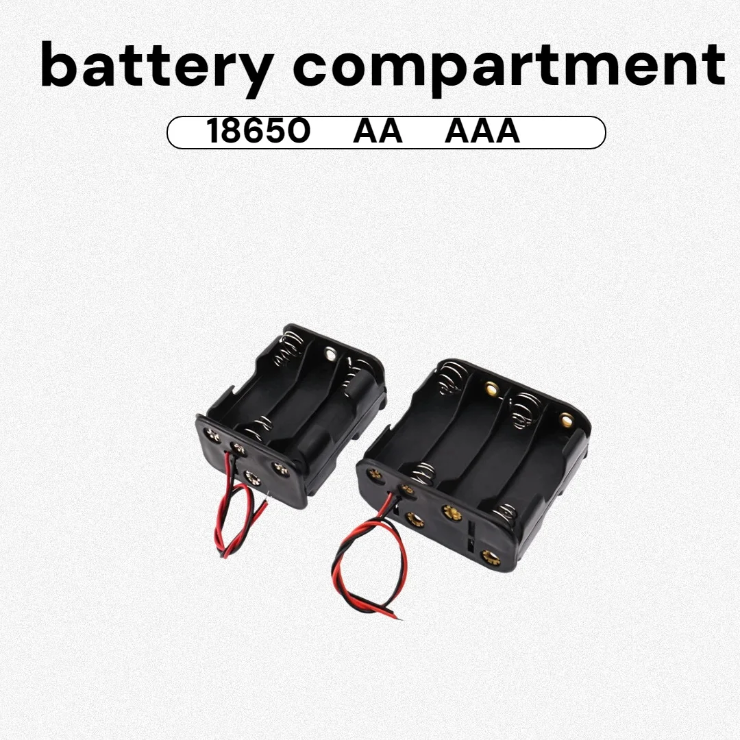 2개 AA 배터리 박스 18650 배터리 홀더 AAA 박스 AA 보관 케이스 스위치 포함 케이블 포함 1/2/3/4 슬롯 연결 블랙 레드 와이어