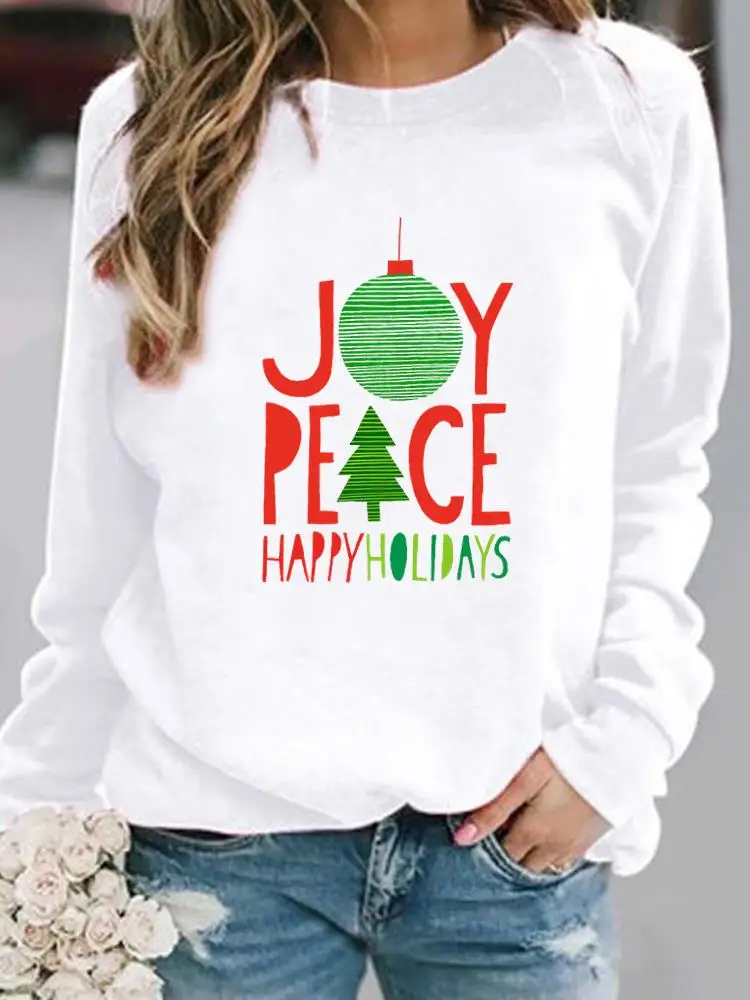 

Lovely Letter Sweet 90s Trend Christmas New Year Pullovers Women Clothing Ladies Fleece Female O-neck Casual Graphic Sweatshirts