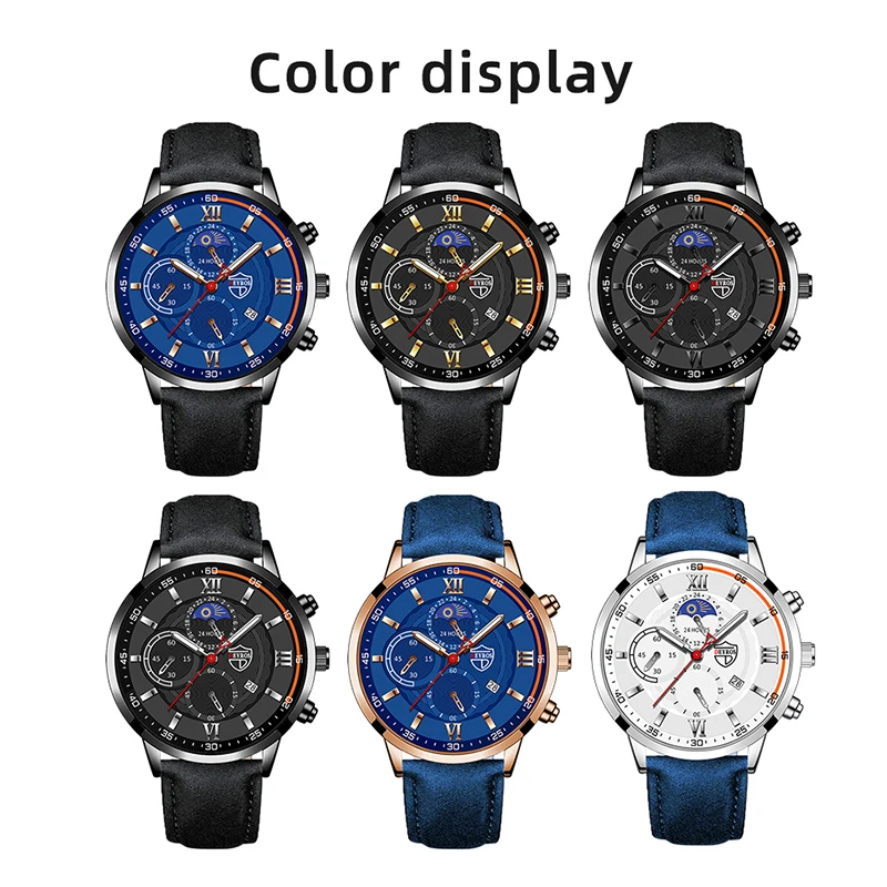 Brand New Stainless Steel Quartz Men's Business Casual Simple Leather Watch Luminous Clock Men's Sports Watch