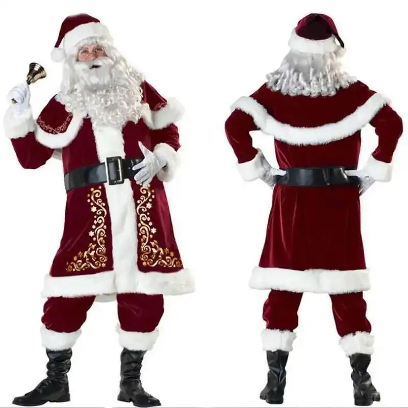 Santa Claus Multi-Piece Suit With Beard Christmas Eve Costume
