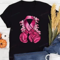 Caring for Women Breast Cancer T-shirt October Pink Ribbon Breast Cancer Awareness Themed Printed Tee Gift for Moms Daughters 2
