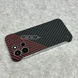 Matte Carbon Fiber Pattern PC Lightweight Dustproof Bumper Case for OnePlus Nord 6 (Black Red)
