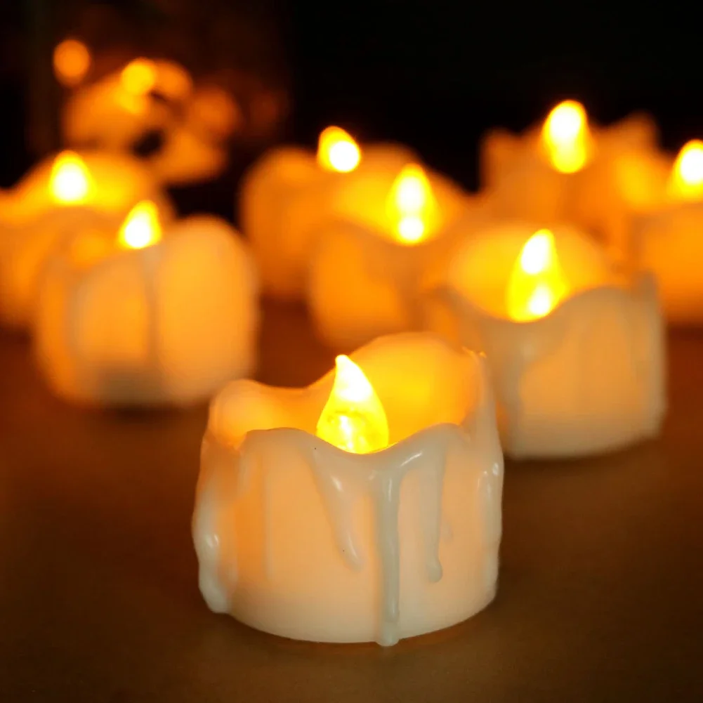 

Светодиодная Люминесцентная свеча, беспламенный светящийся Электрический светильник для Дня Святого Валентина, украшение для дня рождения, свадьбы, 12 шт.