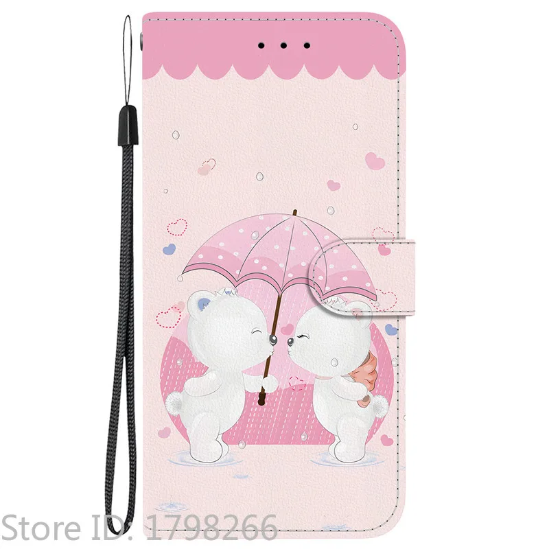 Elegant Colored Flower Wallet Phone Case - Magnetic Flip Leather Cover with Cute 3D Pattern