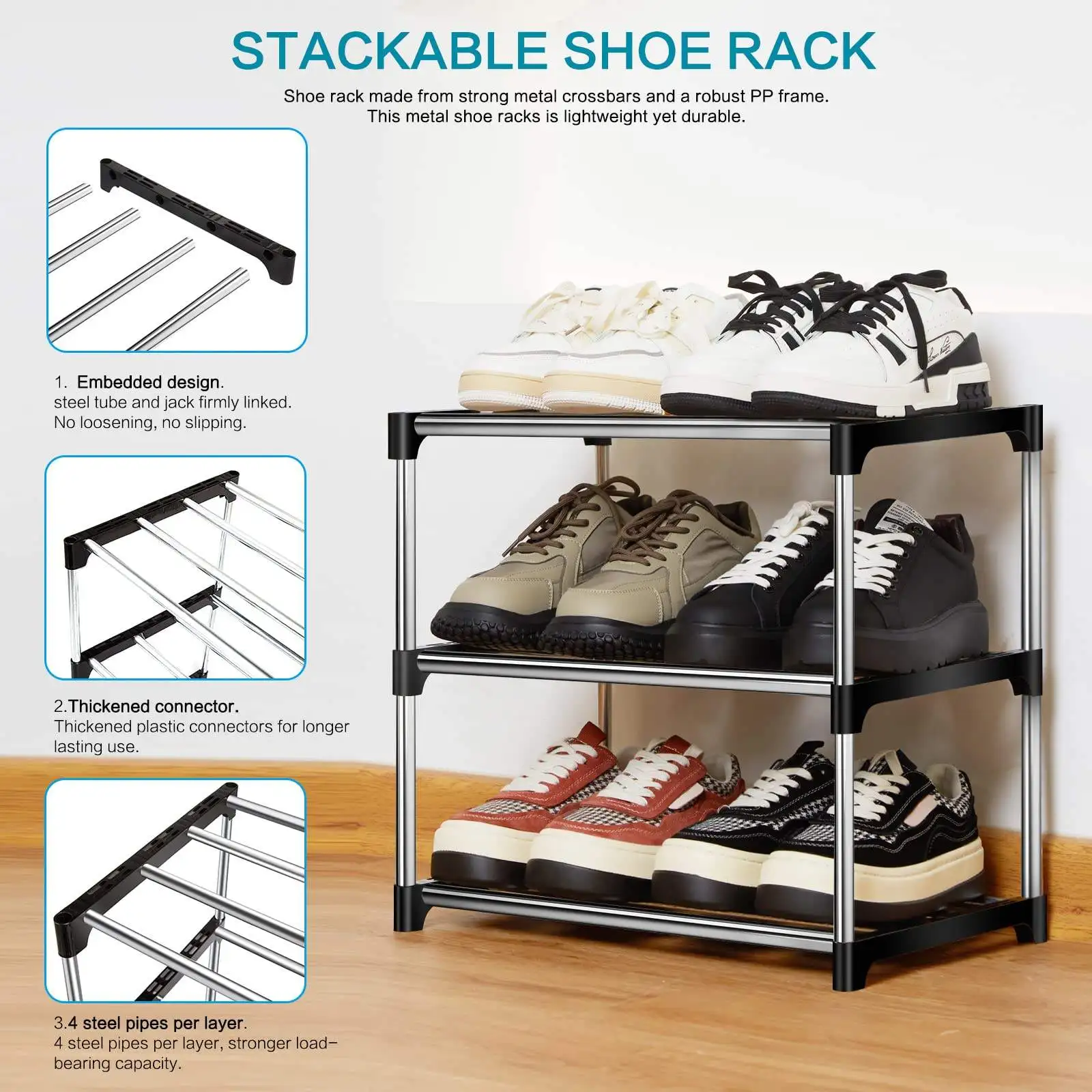 3F Shoe Rack Multi Layered Space Saving Freely Combined Modernity Minimalism Shoe Rack Dormitory Door Entryway Home Supplies 5