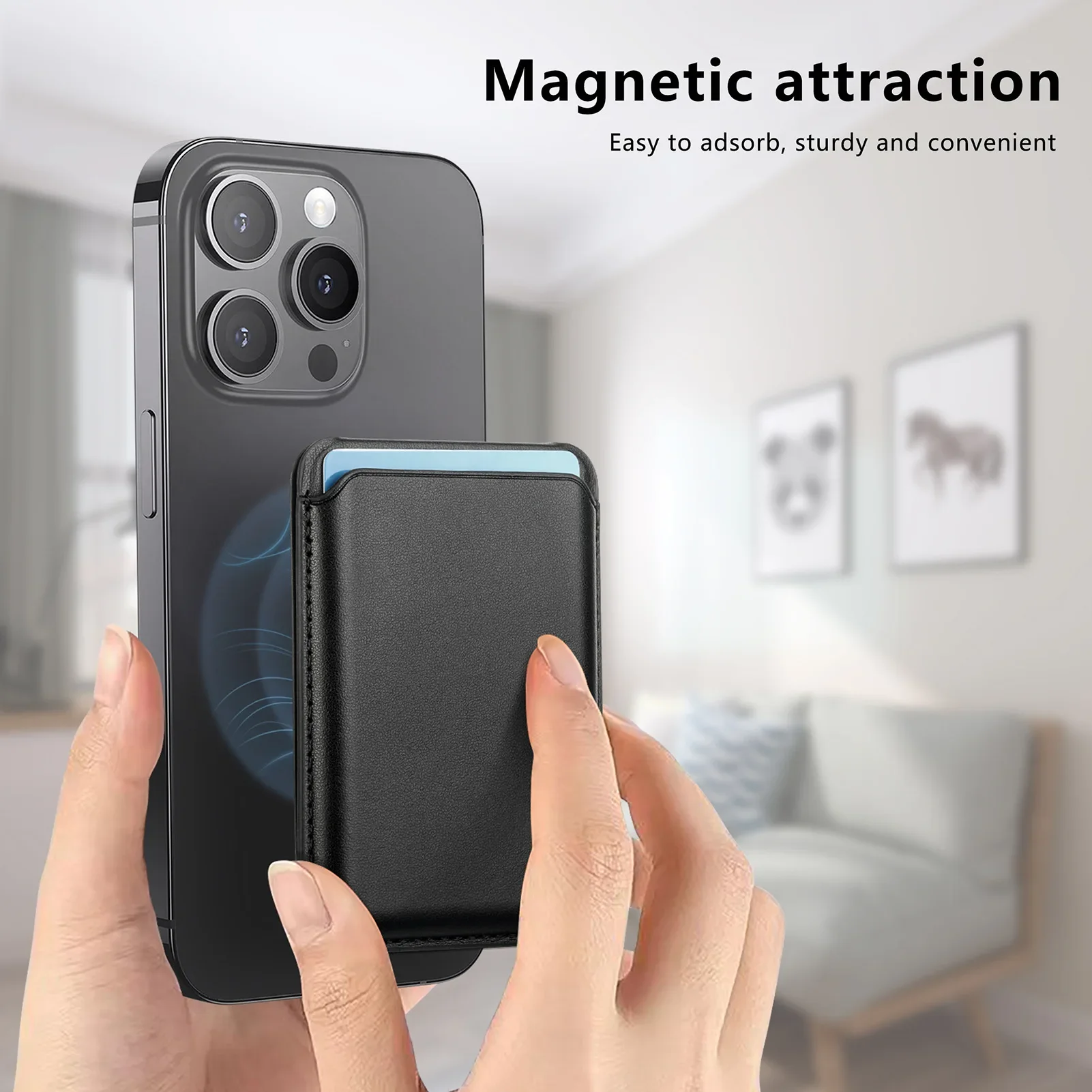 Magnetic Pu Leather Wallet Stand Credit Card Holder For Magsafe Card Holders Phone Bag Cover for Iphone 16 15 14 13 12 Pro Max