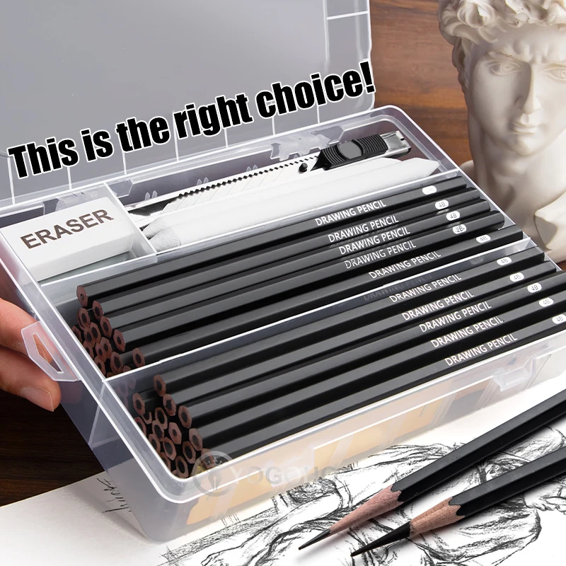 Professional Sketch & Drawing Pencil Set – Graphite & Charcoal with Case 6