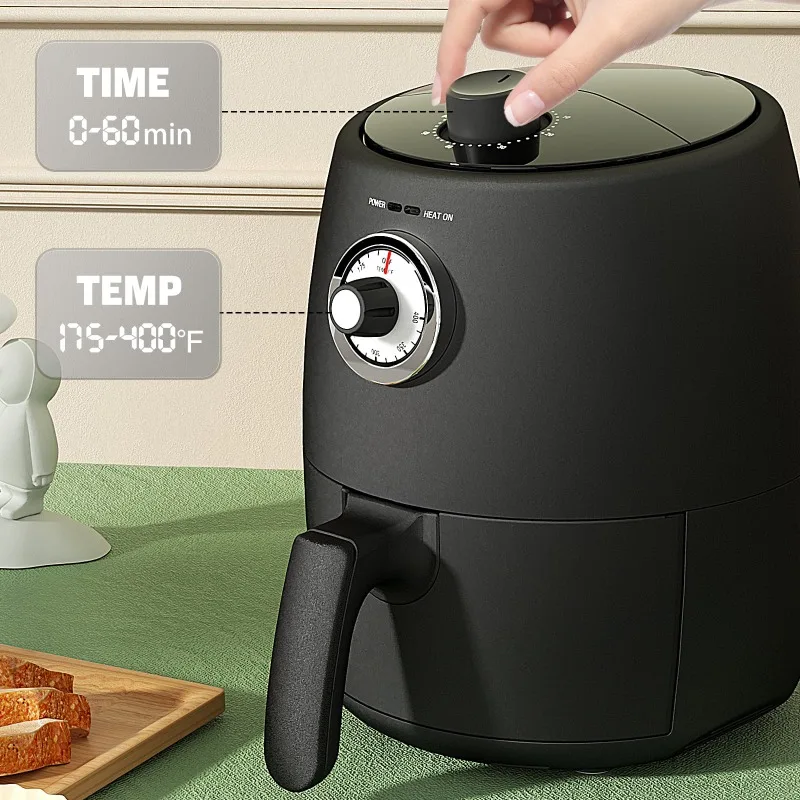 MOOSOO 2 qt. Black Air Fryer for 1-2 People with Timer