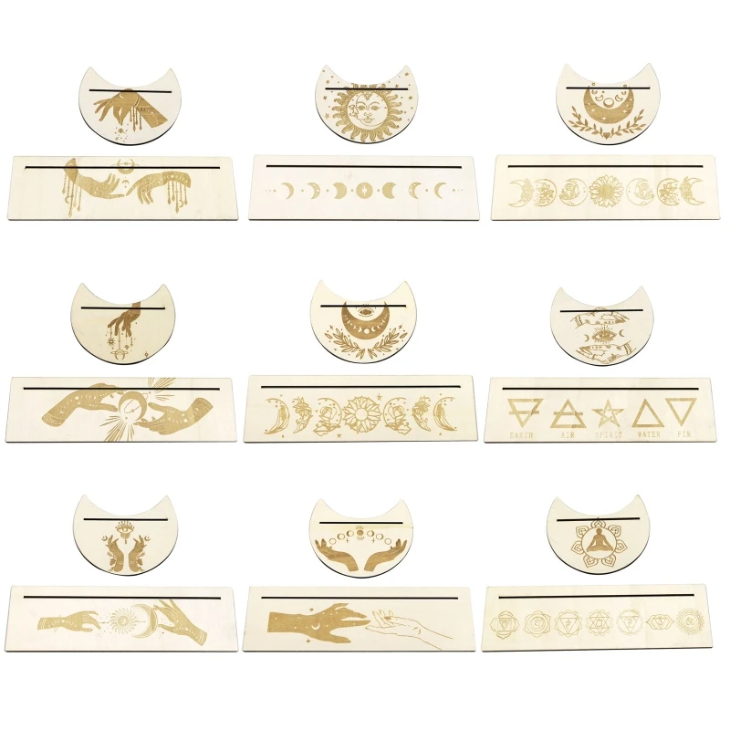 Altar Card Wooden Stand Display Rectangle Card Tarot Holder Moon E56D