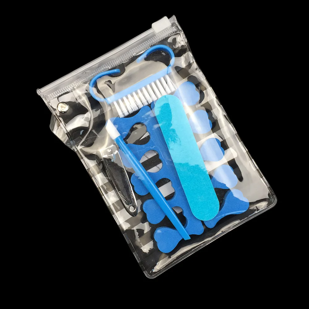 Kit di strumenti per la cura delle unghie, 1 lima per unghie 1 tagliaunghie 1 spazzola per impugnatura 2 divisori per dita e 1 spingitore per manicure - immagine 5
