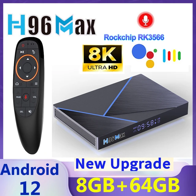  Android 11.0 TV Box H96 MAX RK3566 Quad Core 8GB RAM 64GB ROM  with Dual Wi-Fi 2.4G/5.0G, BT 4.0/ 3D Ultra HD 8K/ H.265/ 1000M LAN/ USB  3.0 Smart TV Box 