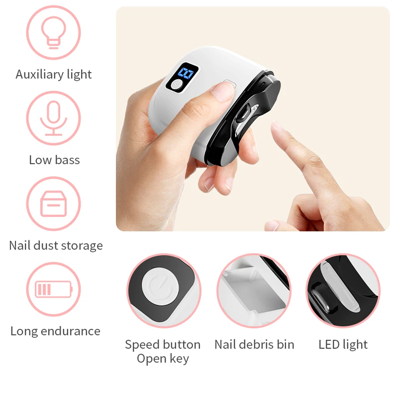 Electric Nail Clipper 3Speed Levels Automatic Nail Clipper Nail Clip Storage and LCD Light USB for Adults Seniors Babies Kids 2