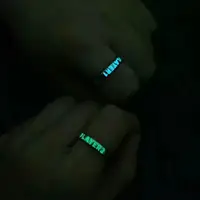 Luminous Ring for Women Men Creative Glowing in the Dark Player 1 Player 2 Matching Gaming Ring for Couple Valentine's Day Gift 1
