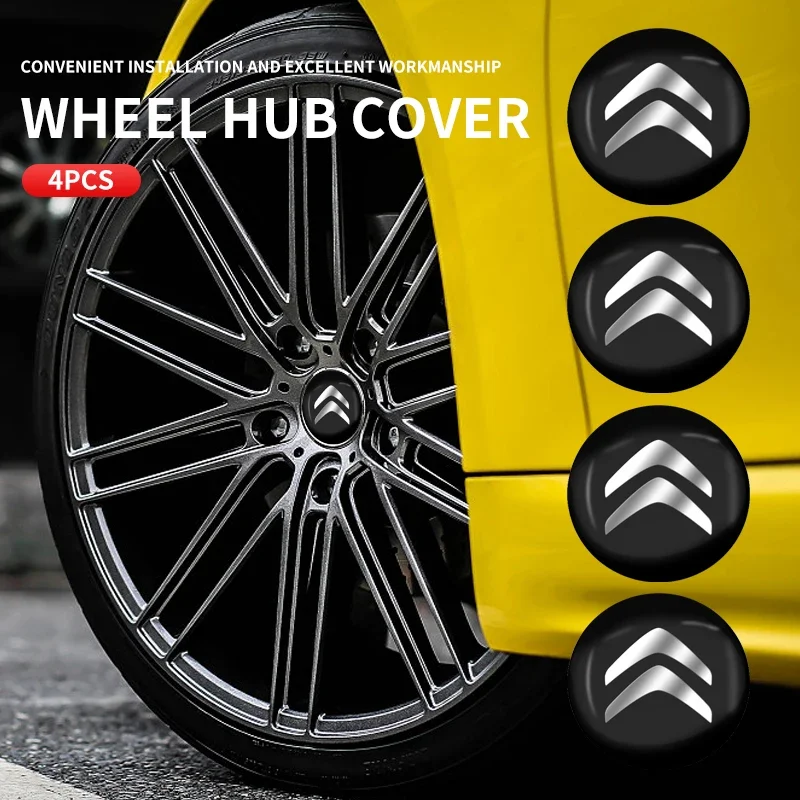 4Pc Car Hub Cap Badge Stickers Wheel Center Emblem Decalcomanie Per Citroen C4 C3 C5 Berlingo C4L Xantia Ds3 Accessori Per Auto Esterni
