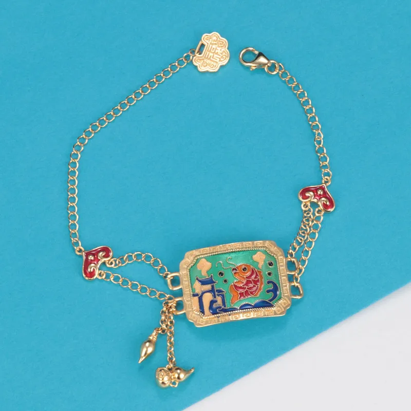 

MeiBaPJ S925 Sterling Silver Ethnic Style Goldfish Brand Love Bracelet Women's Fashion Fine Jewelry for Woman