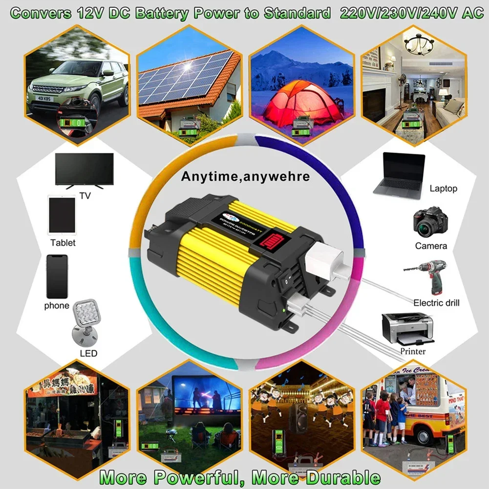 6000W Car Power Inverter LED Voltage Capacity Display Transformer Converter 12V to 110/220V Dual USB Inverter for Car Appliances vehicle inverter car converter inverter car inverter car power converter power inverter
