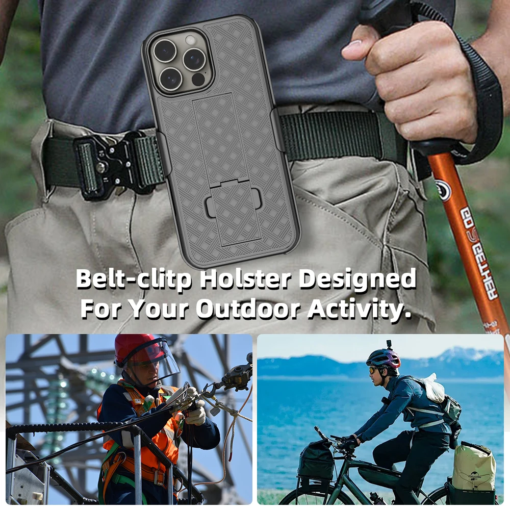 Shockproof Heavy Duty Armor Stand Case with Belt Clip