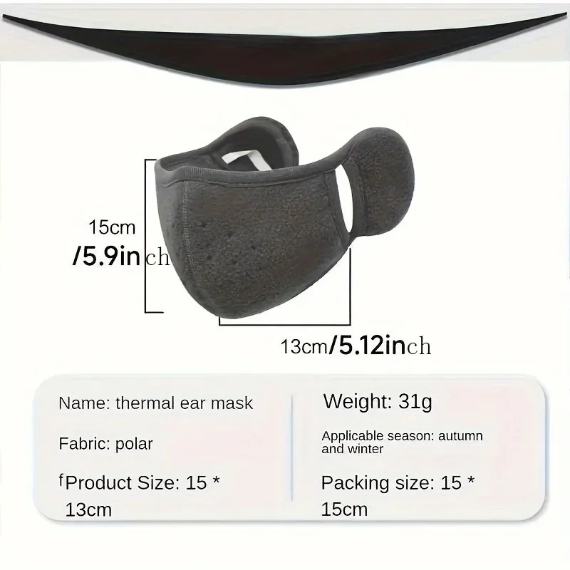 Winter Warm Face Mask Cold-Proof Breathable Earmuff Windproof 3D Polar Fleece Half Face Cover Motorcycle Bicycle Riding Mask