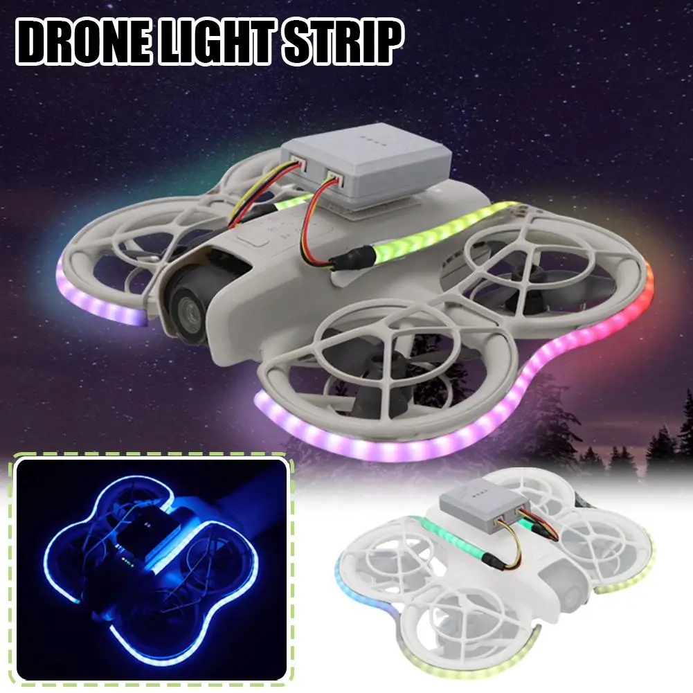 Bande lumineuse LED pour drone, silicone, étanche, 9 modes, bouton ou Bluetooth