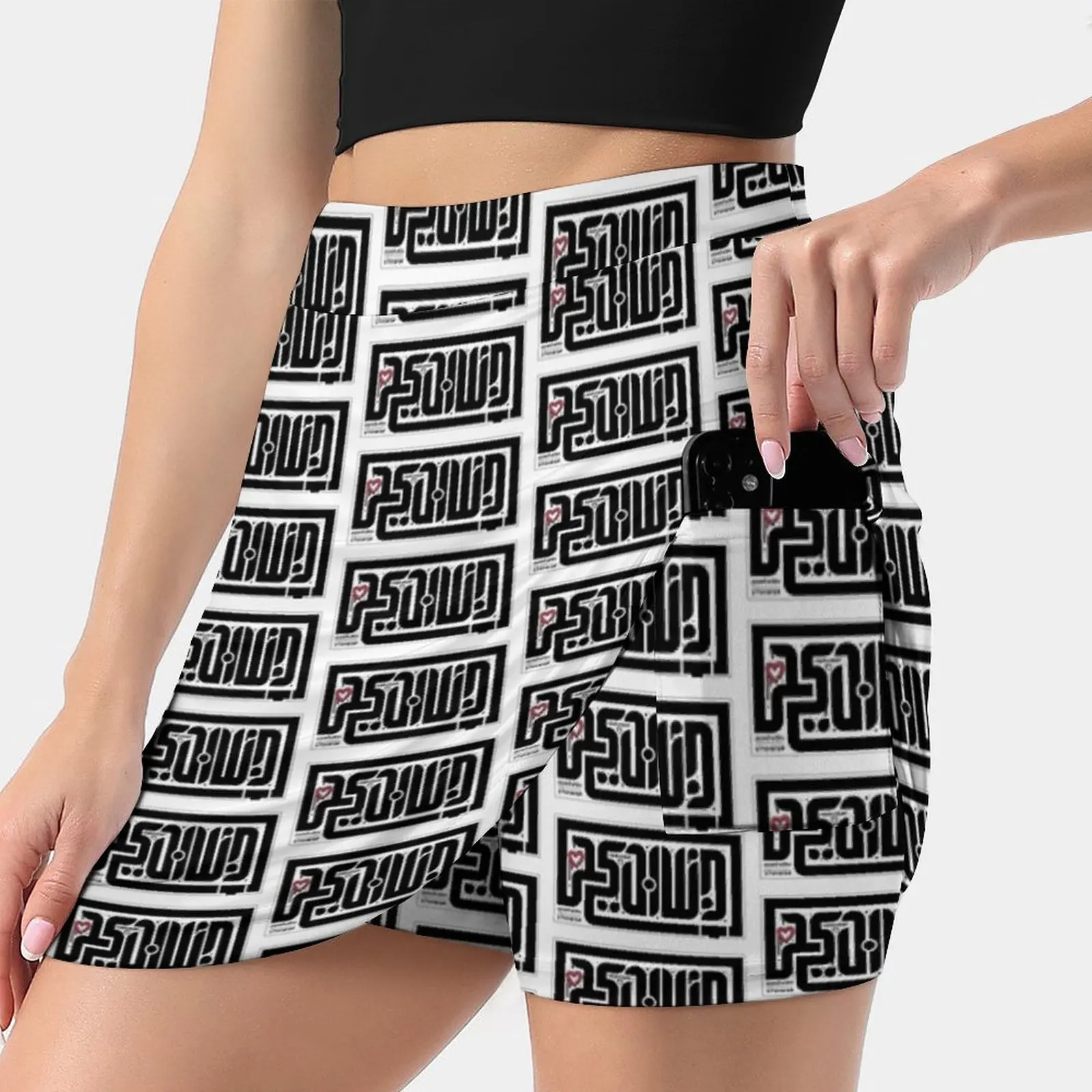 

#Pashutlev _ Typo _ No.2 Summer Women'Sshorts Skirt 2 In 1 Fitness Yoga Skirt Tennis Skirts Simpleheart Heart Typography Hebrew