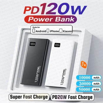 For Xiaomi Original 120W Powerbank 50000mAh External Spare Battery Portable Charger Fast Charging For iPhone Samsung Power Bank