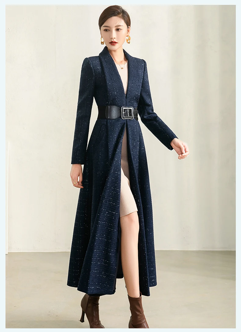 Blue Plaid Wool Coat Image 10