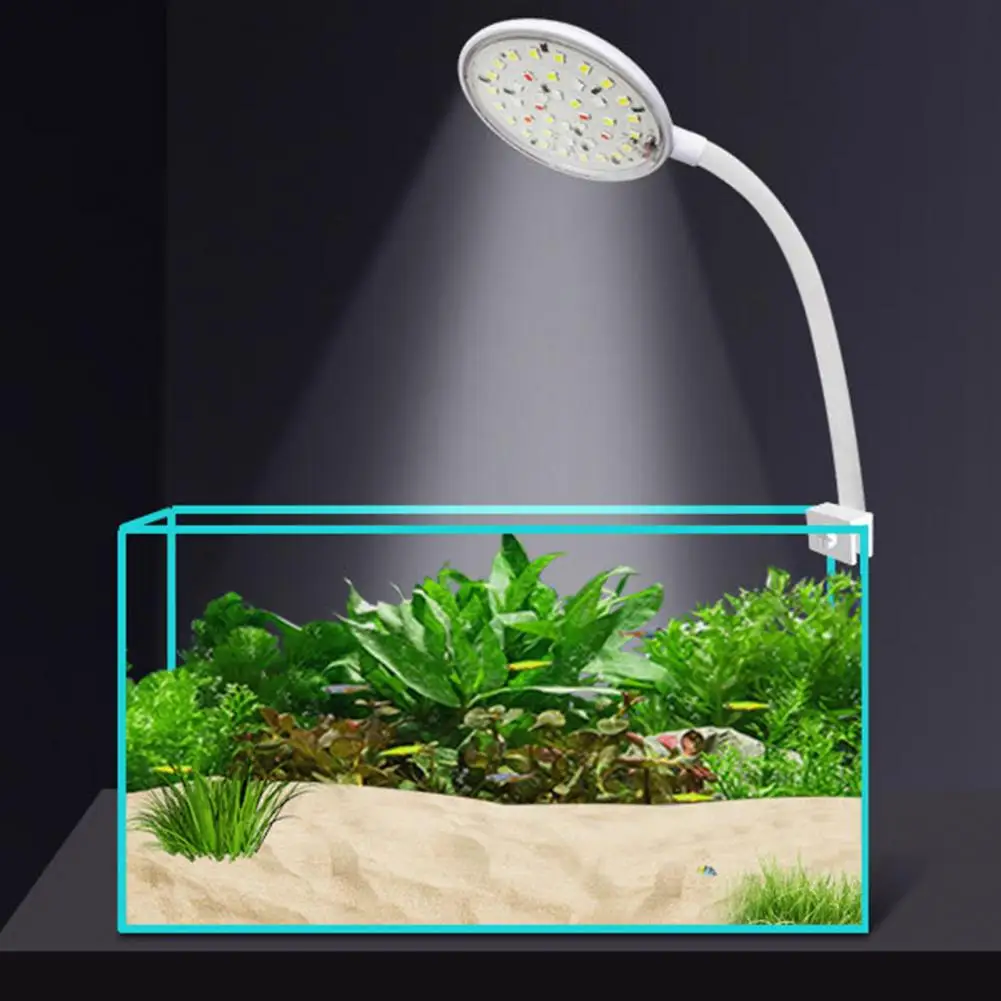 5W/7W Fish Tank Clip Lamp USB Power LED Full Spectrum Waterproof Algae Lighting 360-degree Tank Light for Turtle Fish Tanks
