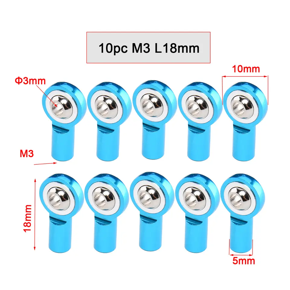 10PCS Aluminum Alloy M3 Link Rod End Ball L18mm/20mm/26mm Metal Rod End Ball For Rc Boat Airplane RC Crawler Car Truck Buggy image 23