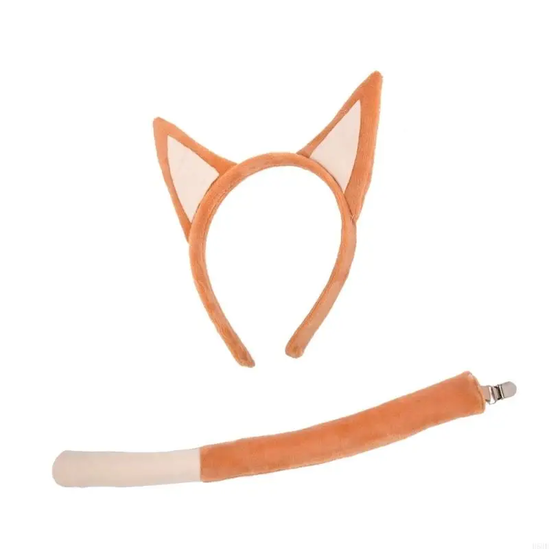 H58E Dog Ears and Tail Headband Set for Children Cosplay Costume Accessories