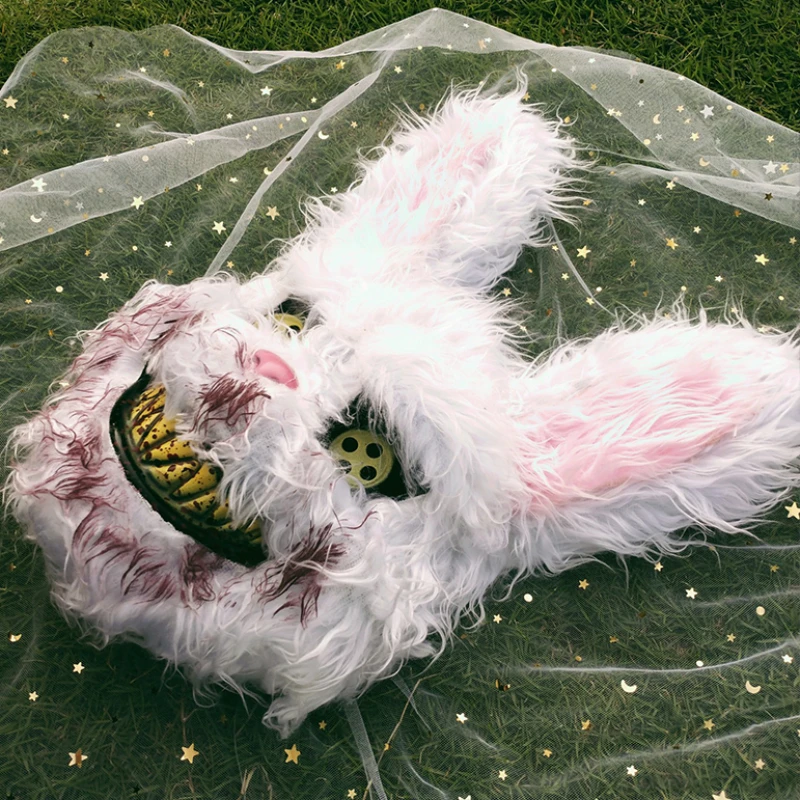 

Halloween Cosplay Mask Bloody Rabbit Bear Party Performance Head Cover Carnival Costumes Headgear Props Handmade Ball Masque