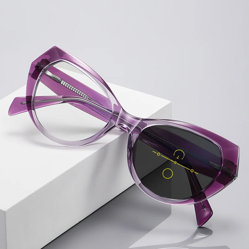 Women's Eyewear Cat Eye Design Multi-focal Progressive Anti-blue Light Glasses Can Be Customised 2163