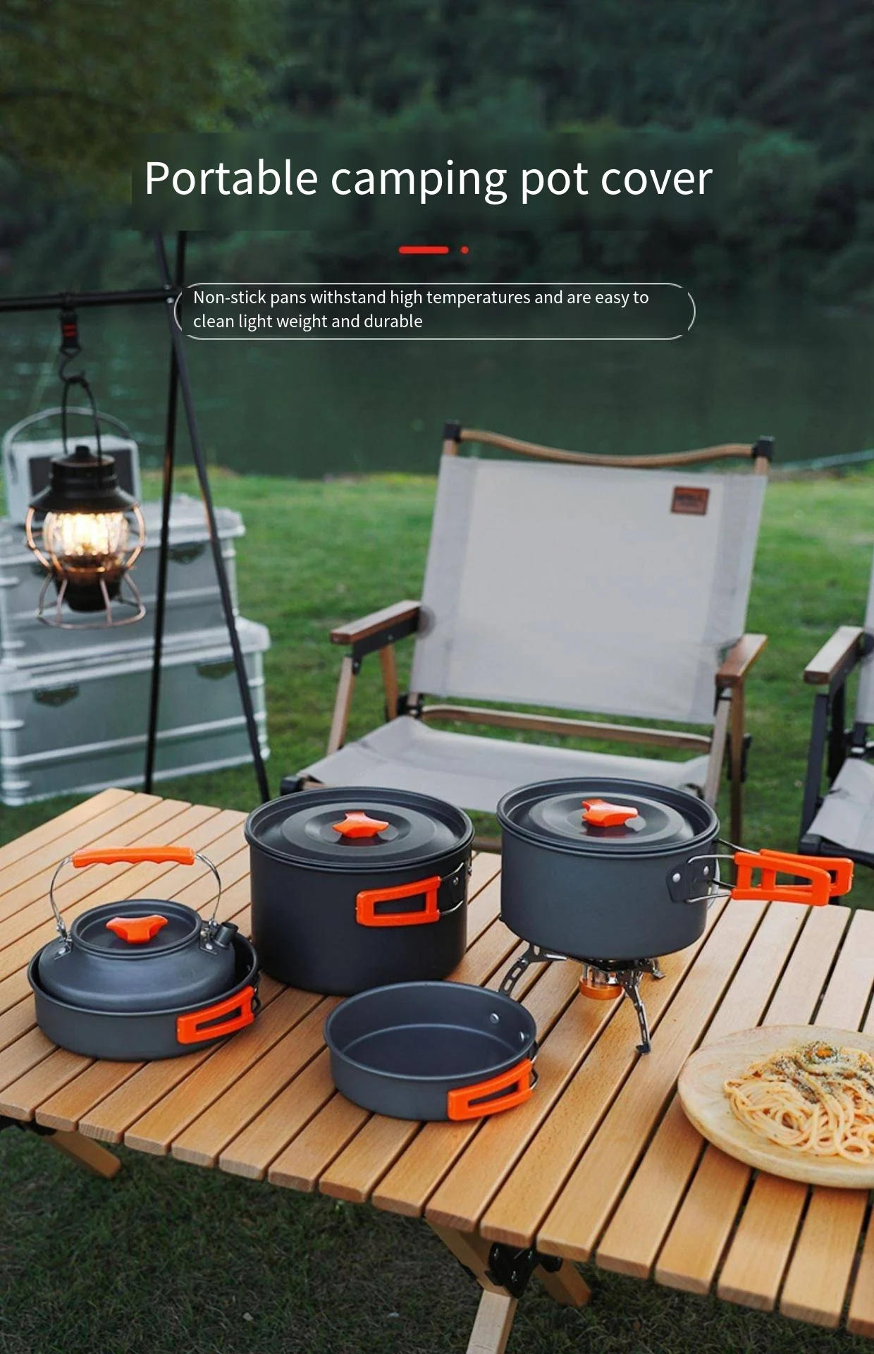 Set Cocina Ollas Cocinilla Tetera Camping DS-308