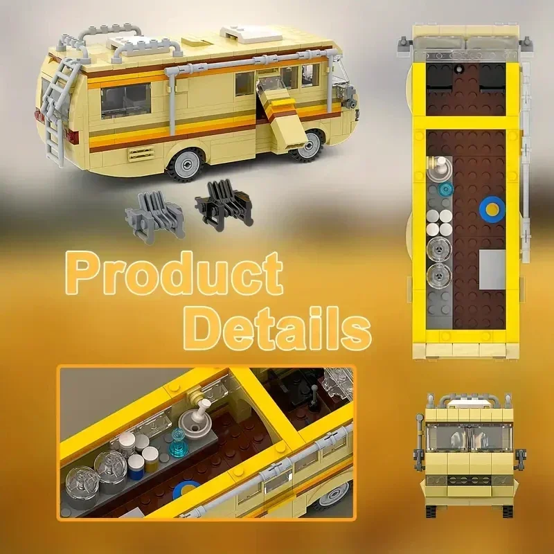 360Pcs Movie MOC Breaking Bad RV Bus Car Model Building Blocks Edacational Brick Toys for Children Birthday Gift