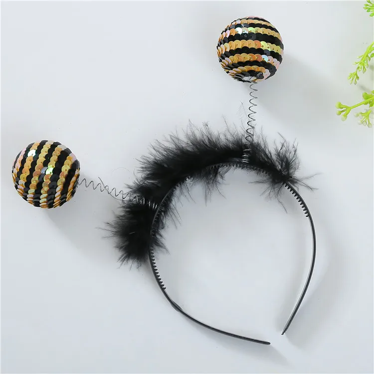 Plush UFO Monster Insect Alien Hairband Ball Fancy Dress Bee Antenna Headband  Christmas Gift  Birthday Party Cosplay Costume long hair clips Hair Accessories