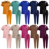 Niaahinn Nurse Uniform Women Solid Nursing Surgical Set Dental Hospital Doctor Scrubs Sets Unisex Pet Clinic Veterinary Workwear