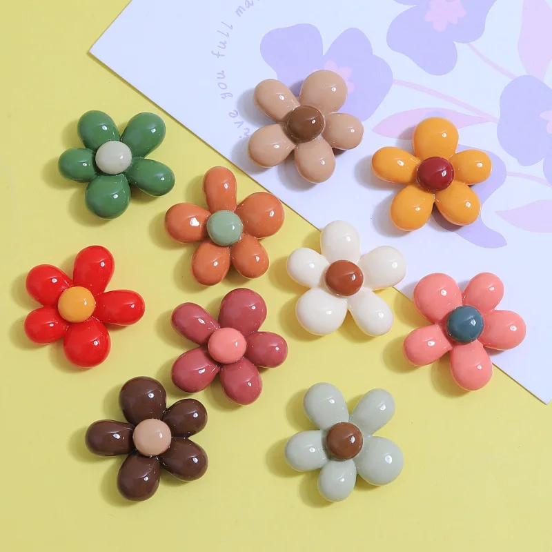 

20pcs Resin Colorful Lucky Flowers Flatbacks Embellishments Cabochons DIY Phone Cases Decorations Scrapbooking Crafts Flower