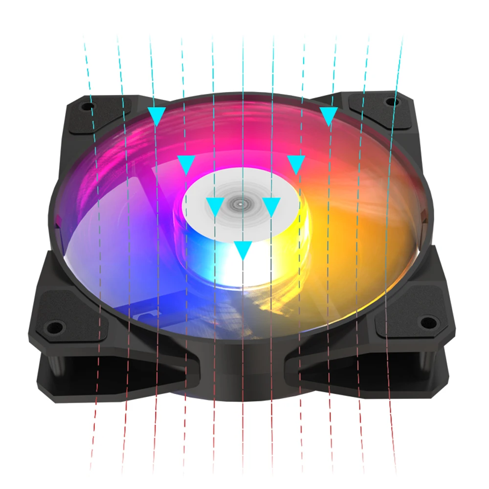 Aigo Pado P16 RGB 사일런트 선풍기 컴퓨터 케이스, 수냉식 대형 4 핀 CPU 쿨러, 12cm PC 케이스, 선풍기 컬러 조명 환풍기, 120mm