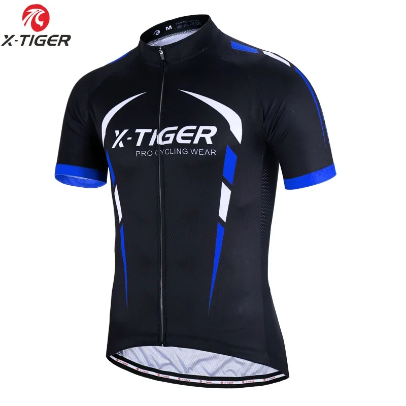 thumbnail image 1 of X-TIGER Maillot de ciclismo para hombre, verano, UPF40+, 100 % poliéster, transpirable, ropa de ciclismo, maillot de ciclismo de carreras, 1 of 5