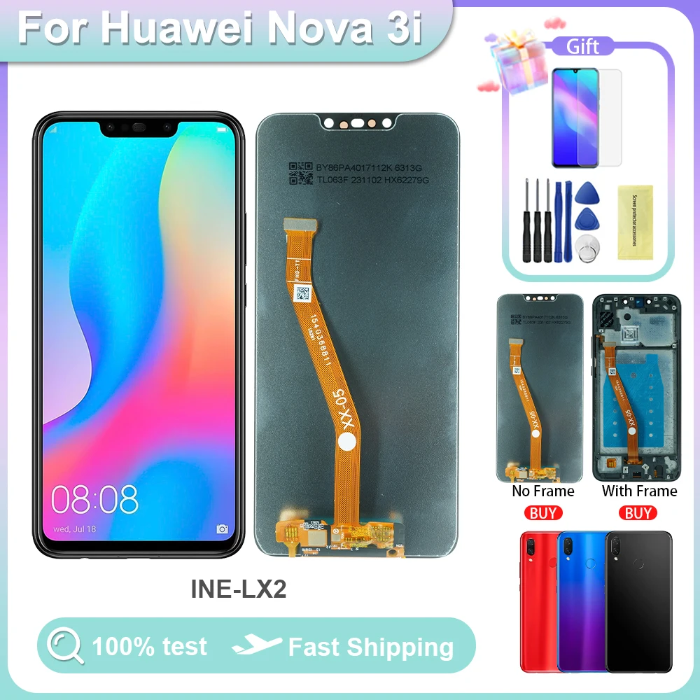 

ЖК-дисплей с сенсорным экраном и дигитайзером в сборе для Ori HUAWEI Nova 3i 6,3 ''для P Smart Plus 2018 INE-LX1 LX2 AL00