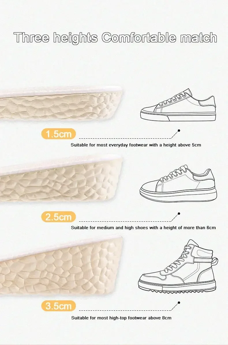 Boost Stoßdämpfung Sportschuhe Einlegesohle für Füße Höhe Erhöhen Einlegesohlen Männer Frauen 1,5 cm/2,5 cm/3,5 cm Wachsende Schuh Pads 1 Paar – Detail 5