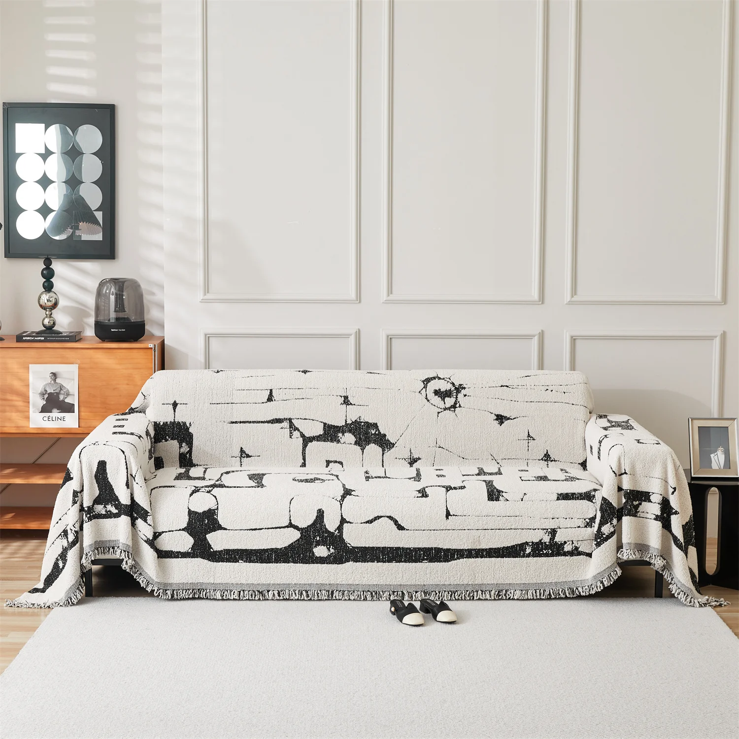 

Simple Line Sofa Towel Chenille Oversized Sofa Covers Versatile and comfortable Suitable for four people Home Decor 180X340CM