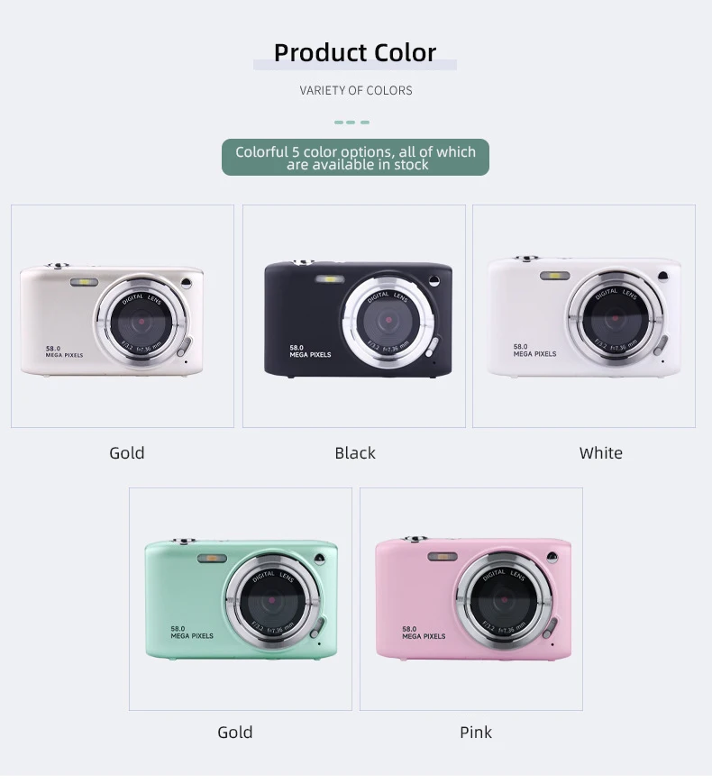 High-Definition 58 Megapixel 2.88-Inch Large Screen Autofocus Travel Photo Recorder Lightweight Beauty Digital Student Camera